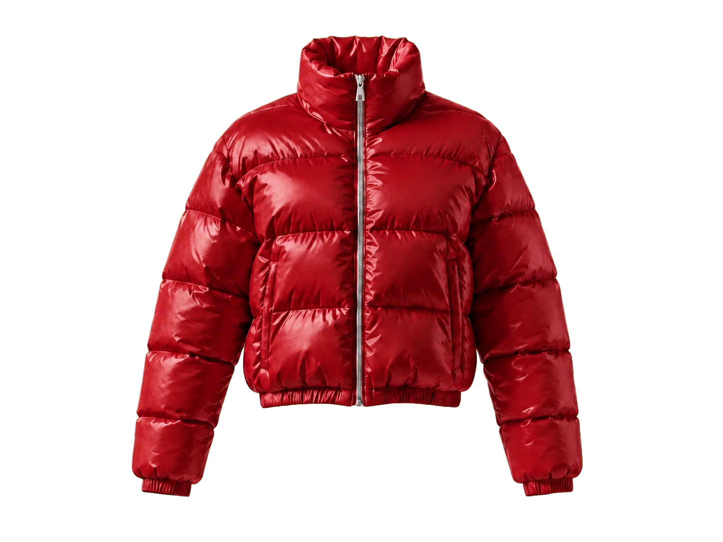 Red puffer jacket